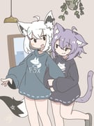 nekomata_okayu shirakami_fubuki (hololive) drawn by derorean1212