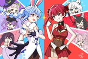 azki_(4th_costume)_(hololive) azki_(hololive) don-chan_(usada_pekora) hakui_koyori hakui_koyori_(1st_costume) houshou_marine houshou_marine_(1st_costume) murasaki_shion murasaki_shion_(1st_costume) ookami_mio ookami_mio_(1st_costume) shirakami_fubuki shirakami_fubuki_(1st_costume) tokoyami_towa tokoyami_towa_(1st_costume) usada_pekora usada_pekora_(1st_costume) (hololive) drawn by kiritoma