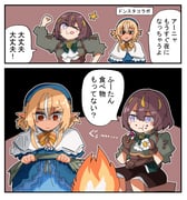 anya_melfissa anya_melfissa_(steampunk) shiranui_flare shiranui_flare_(luminous) (hololive hololive_indonesia) drawn by rokunen