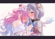 amane_kanata amane_kanata_(1st_costume) himemori_luna himemori_luna_(1st_costume) (hololive) drawn by masanohe_(etoileair)