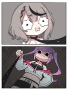 sakamata_chloe sakamata_chloe_(1st_costume) tokoyami_towa tokoyami_towa_(1st_costume) (hololive) drawn by fong_(fongthe0125)