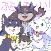 debidebi_debiru kuroi_shiba lunlun_(nijisanji) ren_zotto (nijisanji nijisanji_en) drawn by ren_zotto_(artist)