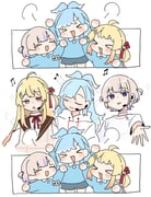 kobo_kanaeru otonose_kanade otonose_kanade_(1st_costume) todoroki_hajime todoroki_hajime_(1st_costume) (hololive hololive_dev_is hololive_indonesia) drawn by sakana_(saka11205)