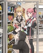 ishigami_nozomi ishigami_nozomi_(2nd_costume) kuramochi_meruto kuramochi_meruto_(1st_costume) rene_(kuramochi_meruto) takamiya_rion takamiya_rion_(1st_costume) (nijisanji) drawn by koinko_(hunjinwashow)