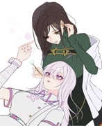 shirayuki_tomoe shirayuki_tomoe_(1st_costume) sukoya_kana sukoya_kana_(1st_costume) (nijisanji) drawn by sugerrlily