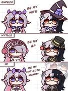 koseki_bijou koseki_bijou_(1st_costume) koseki_bijou_(pebble_pajamas) pebble_(koseki_bijou) shiori_novella shiori_novella_(1st_costume) (enigmatic_recollection hololive hololive_english) drawn by hiroavrs