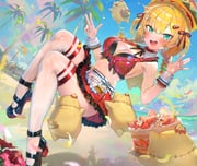 akai_haato akai_haato_(waitress) haaton_(akai_haato) spiderchama (hololive) drawn by maro2ki3