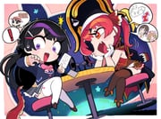 houshou_marine houshou_marine_(1st_costume) natori_sana natori_sana_(nurse) suzuka_utako tsukino_mito tsukino_mito_(1st_costume) (hololive nijisanji sana_channel) drawn by gashi-gashi