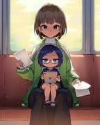 a-chan_(hololive) a-chan_(off-work)_(hololive) harusaki_nodoka (hololive) drawn by fian_f.n