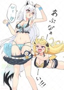 shirakami_fubuki tsunomaki_watame (hololive) drawn by onihime_takun