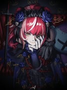 kureiji_ollie kureiji_ollie_(scarlet_moonlight_embrace) udin_(kureiji_ollie) (hololive hololive_indonesia) drawn by misteri2908