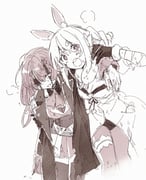 houshou_marine houshou_marine_(1st_costume) usada_pekora usada_pekora_(1st_costume) (hololive) drawn by a-ka