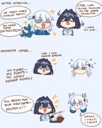 gawr_gura gawr_gura_(1st_costume) ouro_kronii ouro_kronii_(1st_costume) (hololive hololive_english) drawn by sappysque