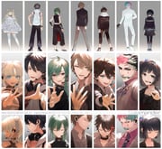 amemori_sayo amemori_sayo_(1st_costume) joe_rikiichi joe_rikiichi_(1st_costume) kagami_hayato kagami_hayato_(1st_costume) ryuushen ryuushen_(3rd_costume) saegusa_akina saegusa_akina_(1st_costume) todoroki_kyouko yumeoi_kakeru yumeoi_kakeru_(1st_costume) (nijisanji) drawn by iv_4t