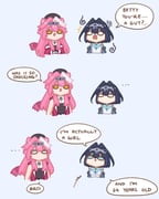 ouro_kronii ouro_kronii_(1st_costume) raora_panthera raora_panthera_(1st_costume) (hololive hololive_english) drawn by sappysque