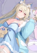 fuwawa_abyssgard fuwawa_abyssgard_(pajamas) mococo_abyssgard ruffian_(fuwamoco) (hololive hololive_english) drawn by paru_(parunprunpa)