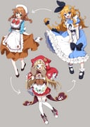 mononobe_alice mononobe_alice_(1st_costume) otogibara_era warabeda_meiji warabeda_meiji_(1st_costume) (nijisanji) drawn by yamabukiiro