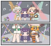 cecilia_immergreen cecilia_immergreen_(1st_costume) gigi_murin gigi_murin_(1st_costume) grem_(gigi_murin) ninomae_ina'nis ninomae_ina'nis_(loungewear) otomo_(cecilia_immergreen) takodachi_(ninomae_ina'nis) (hololive hololive_english) drawn by mpien