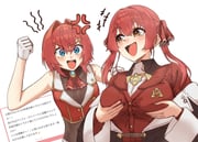 ange_katrina ange_katrina_(1st_costume) houshou_marine houshou_marine_(1st_costume) (hololive nijisanji) drawn by doidamon