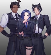 aragami_oga hiodoshi_ao kageyama_shien (hololive hololive_dev_is holostars sweets_paradise) drawn by debbie_njy