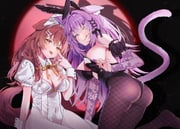 inugami_korone nekomata_okayu (hololive) drawn by maki_oimo