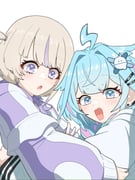 mizumiya_su mizumiya_su_(1st_costume) todoroki_hajime todoroki_hajime_(1st_costume) (hololive hololive_dev_is) drawn by torii_yukimasa