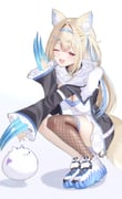 fuwawa_abyssgard fuwawa_abyssgard_(1st_costume) perroccino_(fuwamoco) (hololive hololive_english) drawn by rabi_(labiiiiiiii1213)