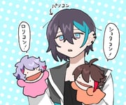 fuwa_minato mayuzumi_kai mayuzumi_kai_(1st_costume) saegusa_akina (nijisanji) drawn by yuniyuniccc13