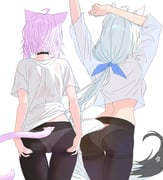 nekomata_okayu shirakami_fubuki (hololive) drawn by warg_game