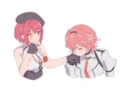 houshou_marine houshou_marine_(businesswoman) takane_lui takane_lui_(1st_costume) (hololive) drawn by rddumpling