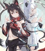 kurokami_fubuki shirakami_fubuki shirakami_fubuki_(1st_costume) (hololive) drawn by ame929 tanishi_(hetianming11093)