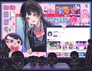 mito-chan_(tsukino_mito) tsukino_mito tsukino_mito_(1st_costume) tsukino_mito_(china_dress) tsukino_mito_(moon!!) tsukino_mito_(sporty) tsukino_mito_(tsuki_no_usagi_ha_virtual_no_yume_wo_miru) (google_chrome mito_and_kaede nijisanji youtube) drawn by konsome9bu