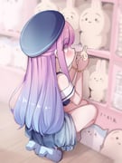 himemori_luna himemori_luna_(sundress) usagi_(chiikawa) (chiikawa hololive) drawn by kanami9731