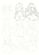 aizono_manami alisa_ilinichina_amiella christina_(princess_connect!) lorelei_(pokemon) lyn_(fire_emblem) momose_rio super_pochaco tsukuyo_(gintama) yunyun_(konosuba) (fire_emblem fire_emblem:_the_blazing_blade gintama god_eater god_eater_2:_rage_burst idolmaster idolmaster_million_live! kono_subarashii_sekai_ni_shukufuku_wo! nijisanji nitroplus pokemon pokemon_firered_and_leafgreen princess_connect!) drawn by ikuchan_kaoru