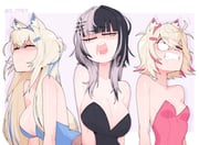 fuwawa_abyssgard mococo_abyssgard shiori_novella (hololive hololive_english) drawn by cypher_05