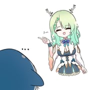 ceres_fauna ceres_fauna_(1st_costume) gawr_gura gawr_gura_(1st_costume) (hololive hololive_english) drawn by fong_(fongthe0125)