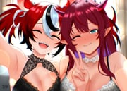 hakos_baelz irys_(hololive) (hololive hololive_english) drawn by dfswift