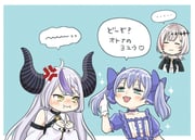 dtto. la+_darknesss la+_darknesss_(1st_costume) yuuki_chihiro yuuki_chihiro_(1st_costume) (hololive nijisanji scarz) drawn by eto_(etupirkadr)