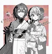 ange_katrina ange_katrina_(new_year) lize_helesta lize_helesta_(6th_costume) sebastian_piyodore (nijisanji) drawn by tondemo_(ton_demo555)