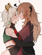 cecilia_immergreen nanashi_mumei nanashi_mumei_(emo) (hololive hololive_english) drawn by owlpiyo