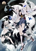 kaga_(azur_lane) shirakami_fubuki shirakami_fubuki_(1st_costume) (azur_lane hololive) drawn by kaifei_(kaifei_29)