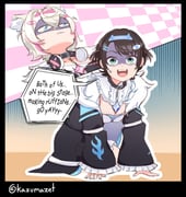 fuwawa_abyssgard fuwawa_abyssgard_(1st_costume) mococo_abyssgard mococo_abyssgard_(1st_costume) oozora_subaru (hololive hololive_english) drawn by kazumazet