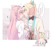 hakui_koyori kazama_iroha kazama_iroha_(1st_costume) (hololive) drawn by hateyo