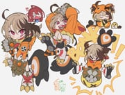 cecilia_immergreen elizabeth_rose_bloodflame gigi_murin gigi_murin_(1st_costume) grem_(gigi_murin) (hololive hololive_english) drawn by shiogaki