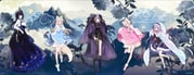 fuwawa_abyssgard koseki_bijou mococo_abyssgard nerissa_ravencroft shiori_novella (hololive hololive_english) drawn by sankyaku_tako