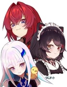 ange_katrina ange_katrina_(1st_costume) inui_toko inui_toko_(1st_costume) lize_helesta lize_helesta_(1st_costume) sebastian_piyodore (nijisanji) drawn by akira_woz