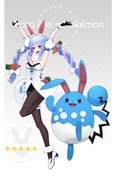 azumarill don-chan_(usada_pekora) usada_pekora usada_pekora_(1st_costume) (hololive pokemon) drawn by u_tei