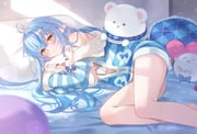 daifuku_(yukihana_lamy) yukihana_lamy yukihana_lamy_(roomwear) (hololive) drawn by heiyan_shenshi