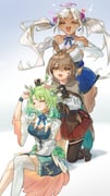 ceres_fauna ceres_fauna_(1st_costume) nanashi_mumei nanashi_mumei_(1st_costume) tsukumo_sana tsukumo_sana_(1st_costume) (hololive hololive_english) drawn by dahaidan