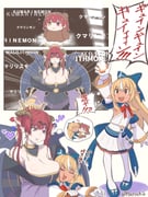 houshou_kumarine houshou_marine lilithmon shiranui_flare shiranui_flare_(1st_costume) (digimon digimon_adventure hololive) drawn by hasyahi6